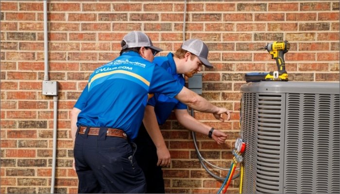 Sailor's heating and air conditioning techs doing maintenance